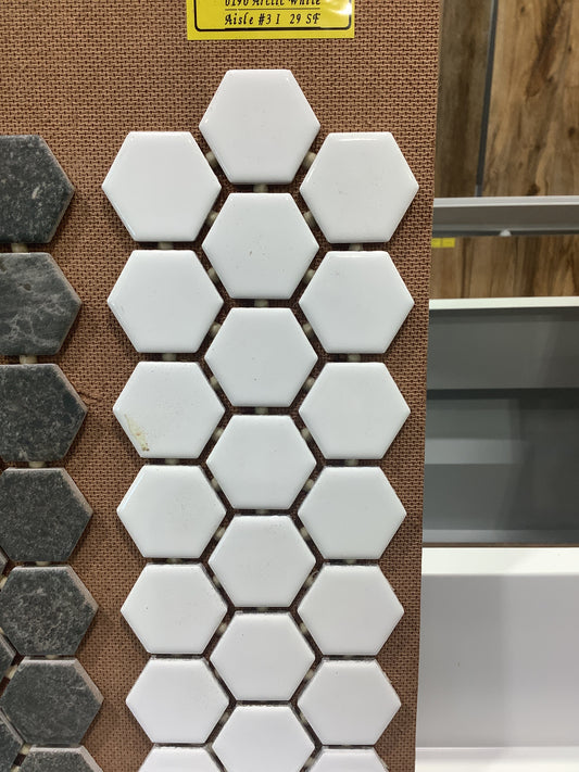 0190 Arctic White Hex Mosaic