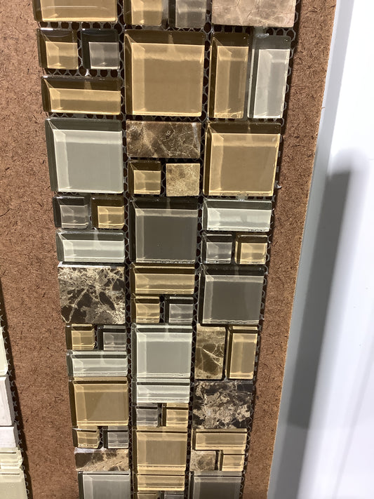 Geometrics Brown Stone Glass Mosaic