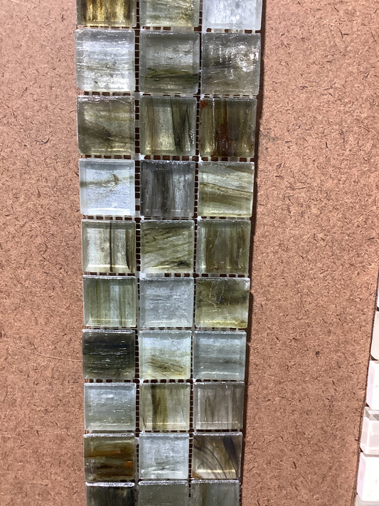 Murano White Brown 1x1 Stone Glass Mosaic