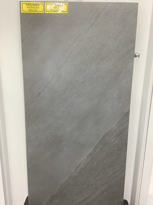 Ocean Black Rock Matte 12x24