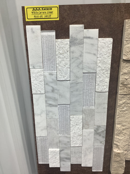 White Carrara Linear Mosaic