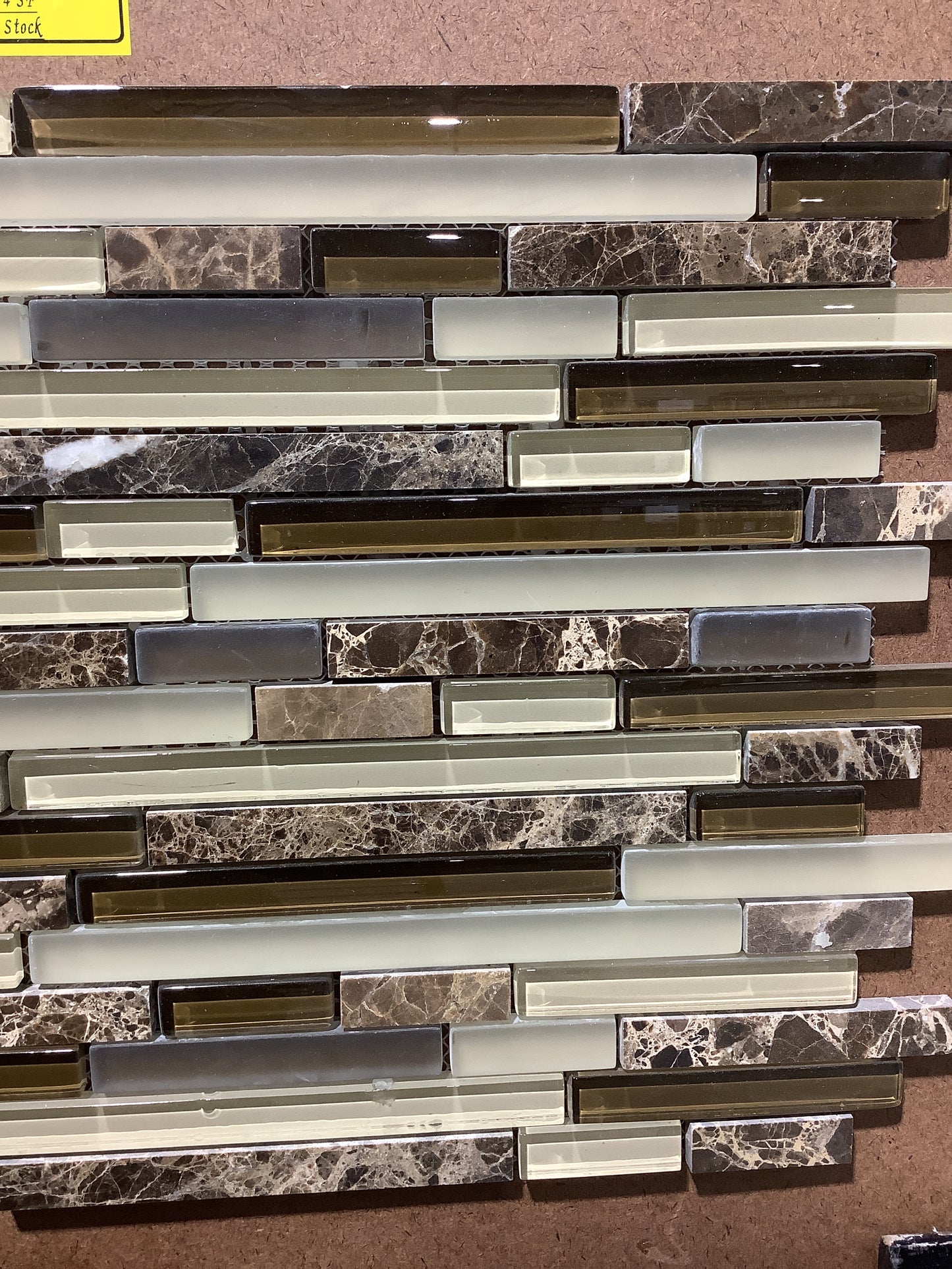 UL8Z Esspresso Linear stone Glass Mosaic