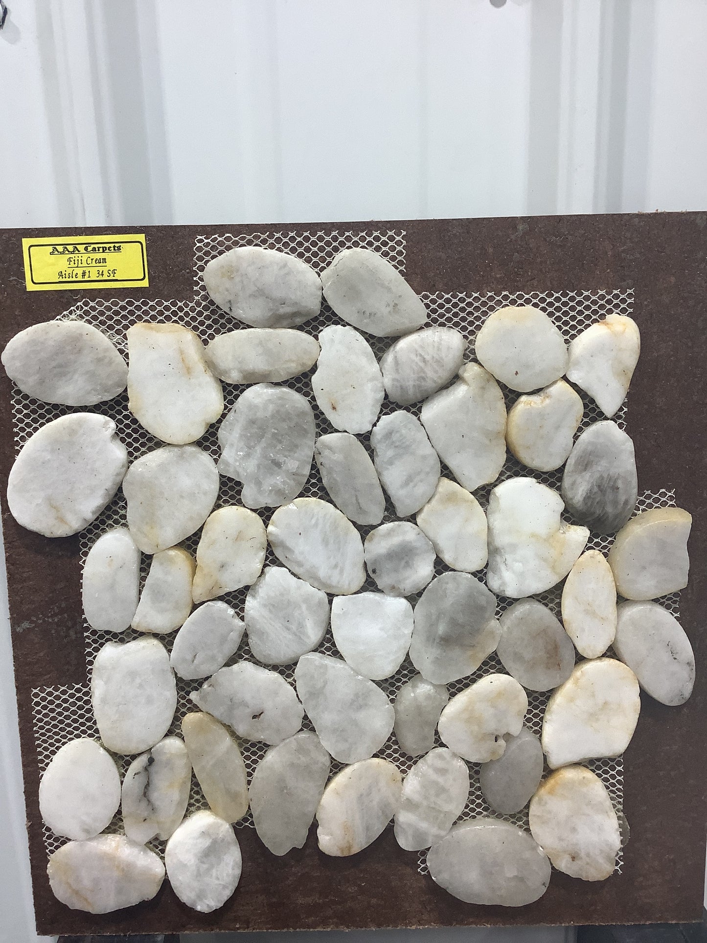 Fiji Cream Flate Pebble River Rock Mosaic