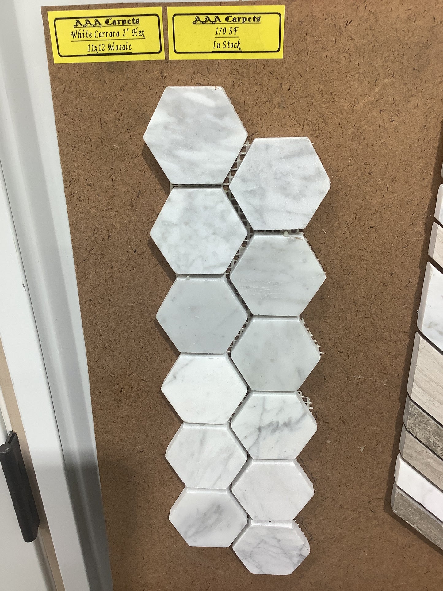 White Carrara 2 inch Hex 11x12 mosaic