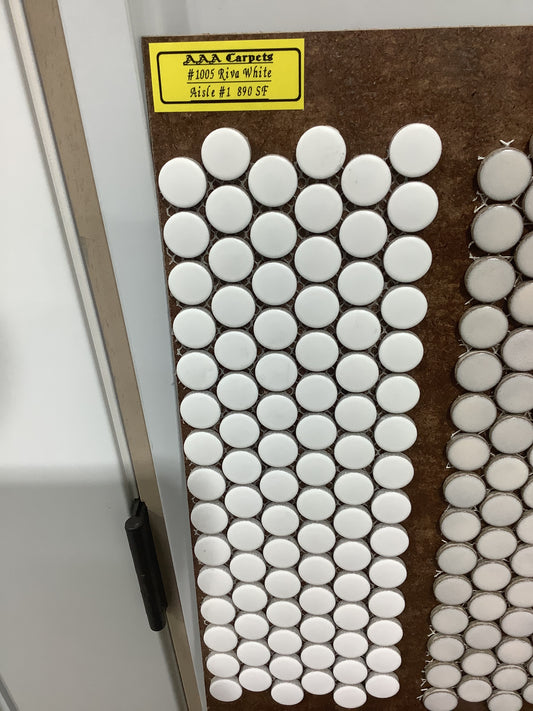 #1005 Riva White Penny Round Mosaic