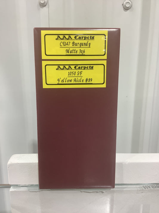 CU47 Burgundy Matte 3x6 Subway Tile