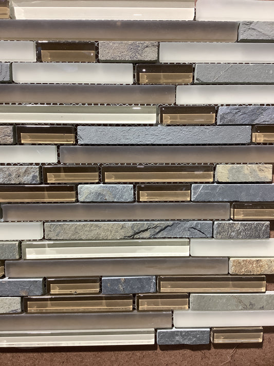 Ivory Linear Stone Glass Mosaic